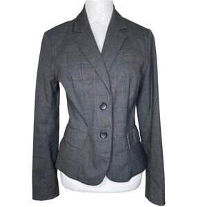 Banana Republic Dark Grey Plaid Lightweight Peplum Back Career Occasion Size 4